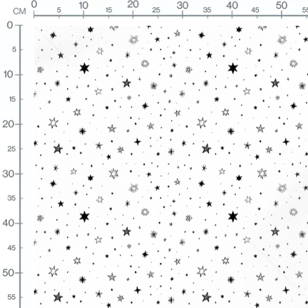 Tissu - Étoiles noires sur blanc
