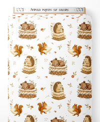 Tissu - Animaux mignons sur coussins