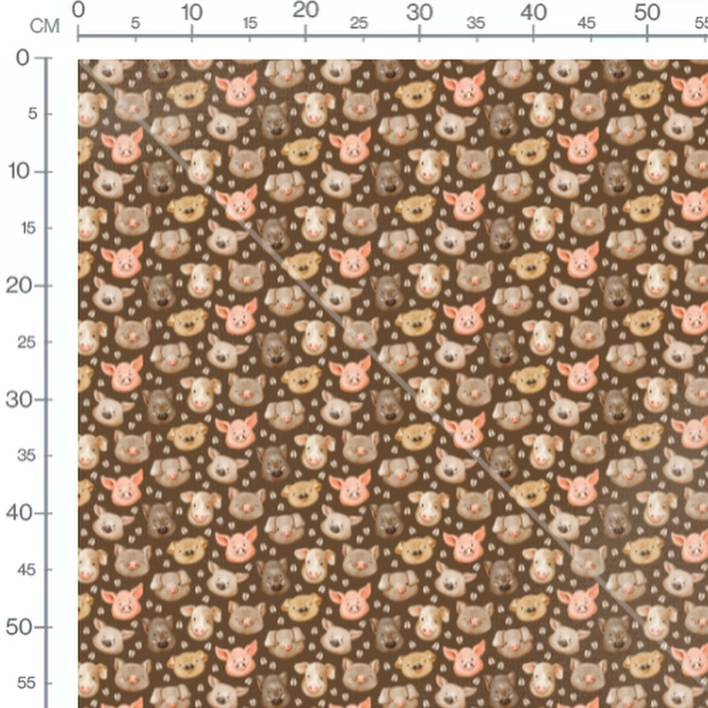 Tissu - Visages d'animaux fermiers