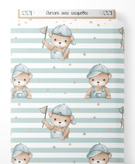 Tissu - Oursons avec casquettes
