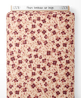 Tissu - Fleurs bordeaux sur beige