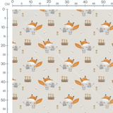 Tissu - Renards arrosant des fleurs
