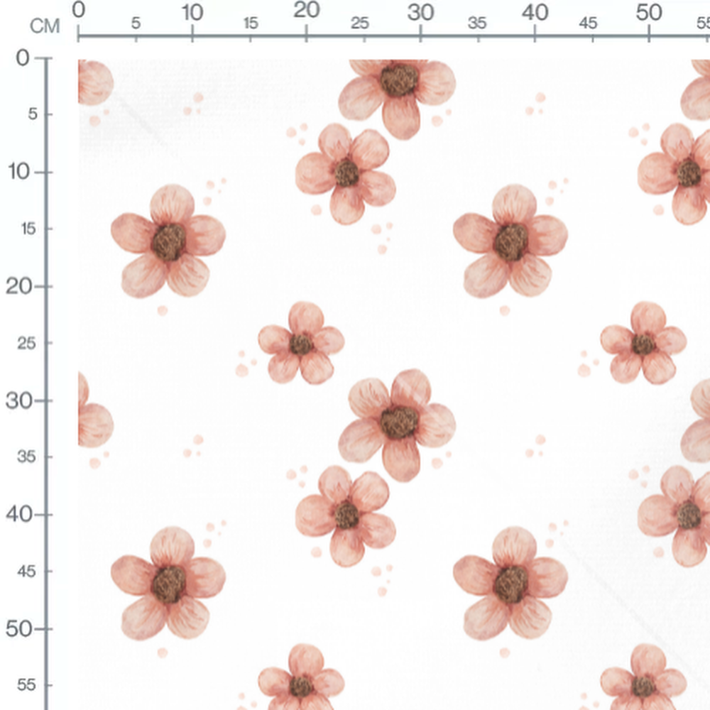 Tissu - Fleurs roses avec taches roses