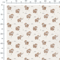 Tissu - Éléphants et montagnes douces