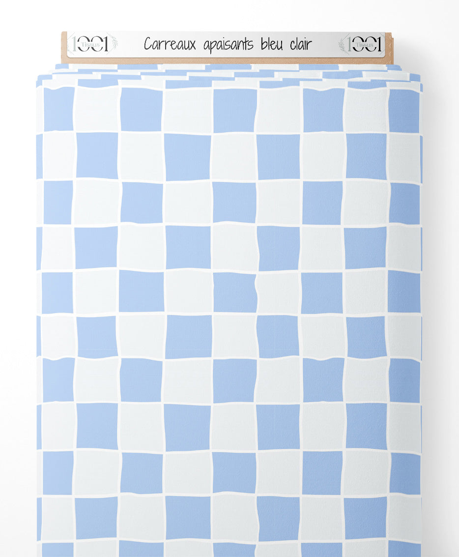 Tissu - Carreaux apaisants bleu clair