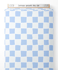 Tissu - Carreaux apaisants bleu clair