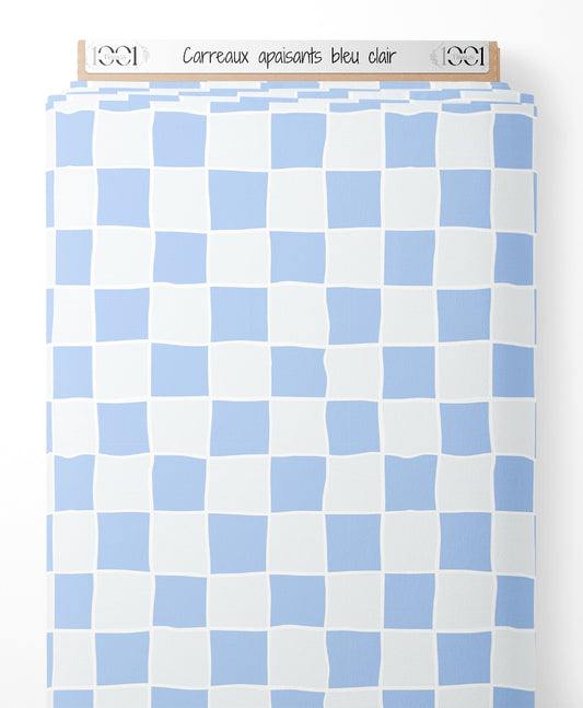 Tissu - Carreaux apaisants bleu clair