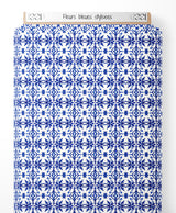 Tissu - Fleurs bleues stylisées