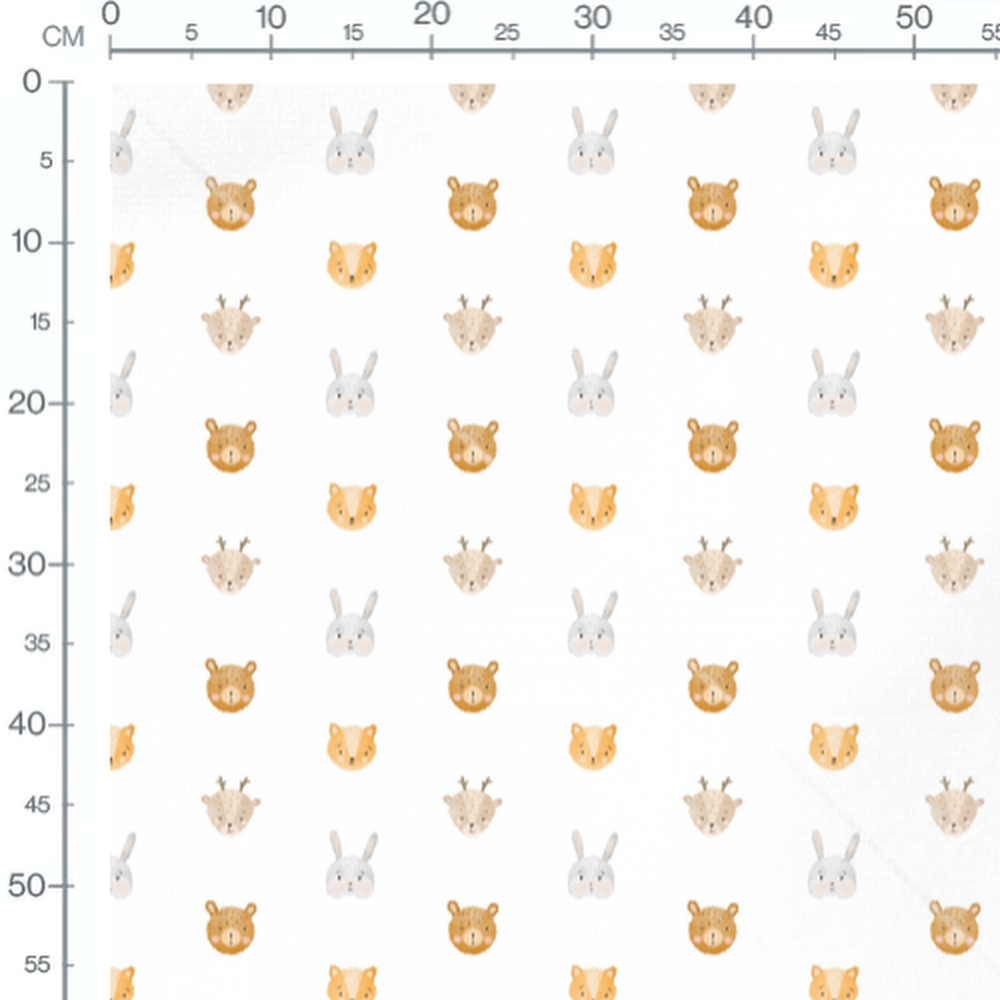 Tissu - Têtes d'animaux pastel