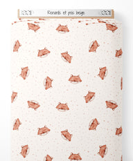 Tissu - Renards et pois beige