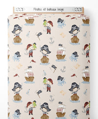 Tissu - Pirates et bateaux beige