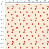Tissu - Fraises souriantes sur beige