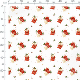Tissu - Boîtes rouges sur fond blanc