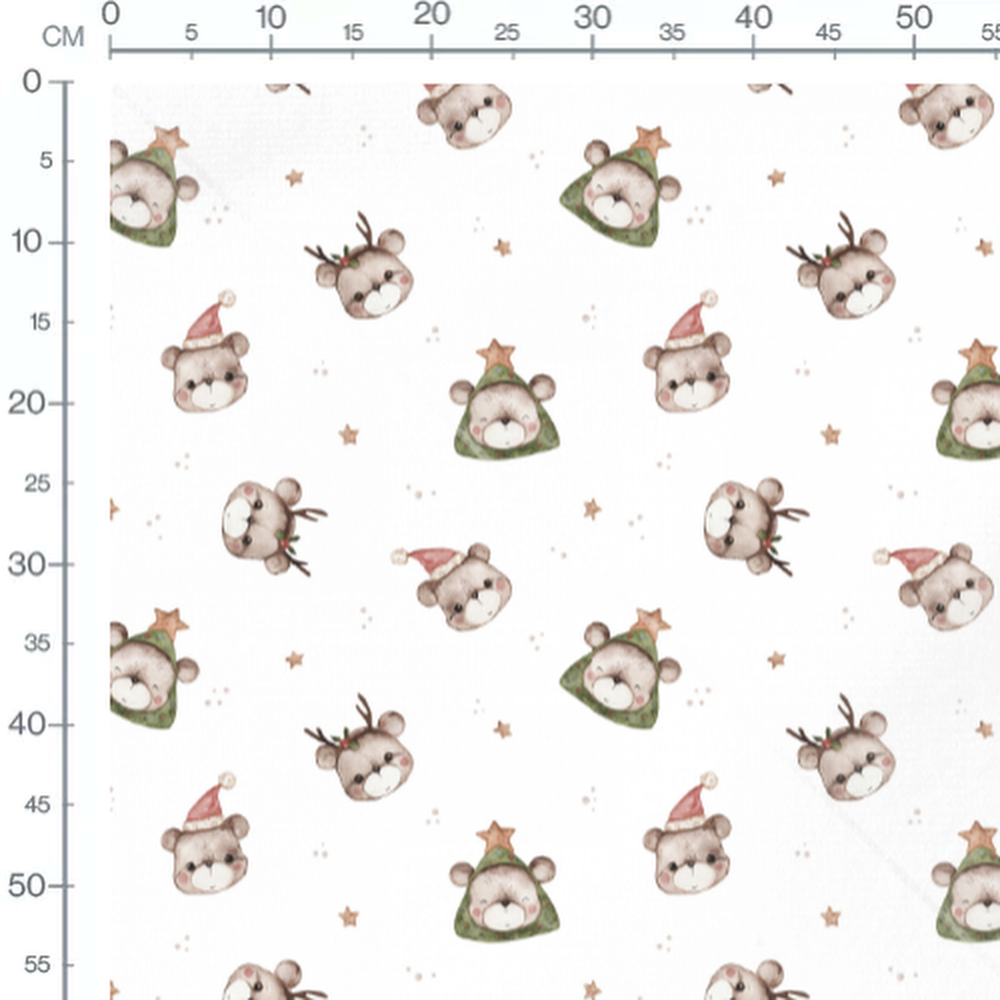 Tissu - Ours festifs sur fond blanc