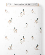 Tissu - Canards aquarelle fond blanc