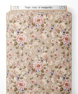 Tissu - Fleurs roses et marguerites