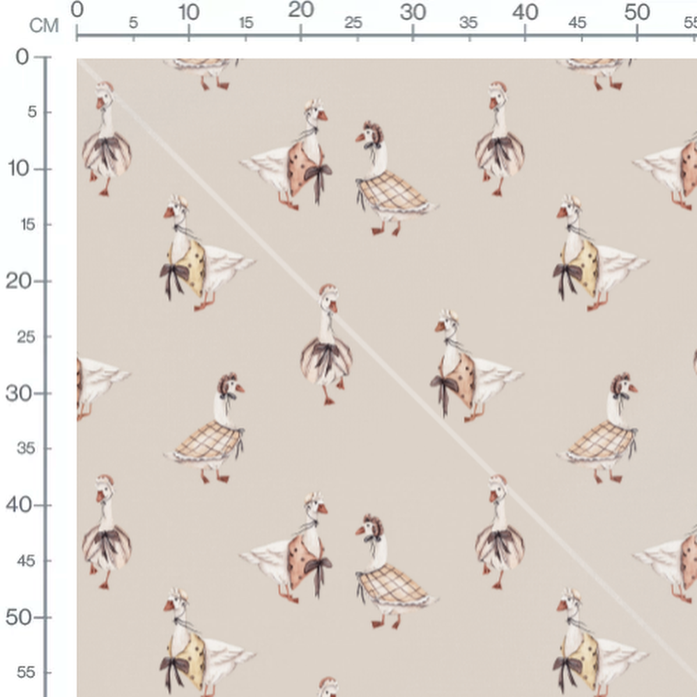 Tissu - Oies vintage en robes beiges