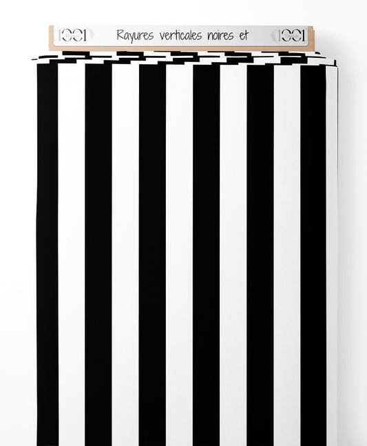 Tissu - Rayures verticales noires et