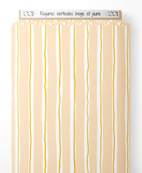 Tissu - Rayures verticales beige et jaune