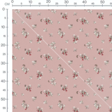 Tissu - Fleurs et cerises sur fond rose