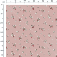 Tissu - Fleurs et cerises sur fond rose