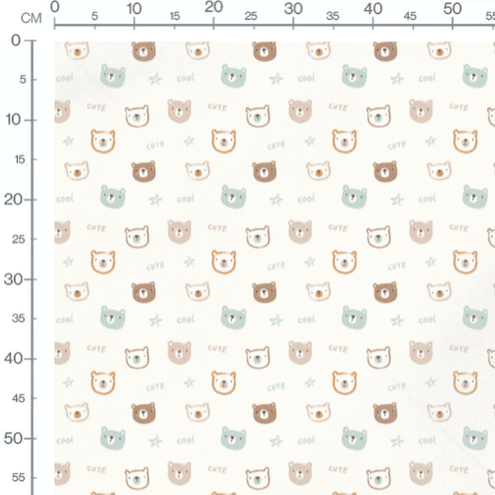 Tissu - Têtes d'ours bleu apaisant