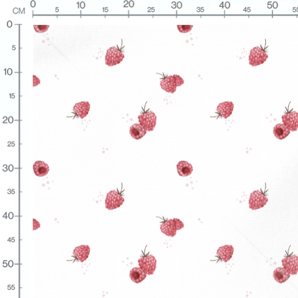 Tissu - Framboises sur fond blanc