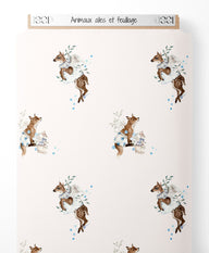 Tissu - Animaux ailés et feuillage