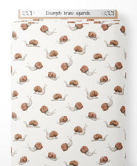 Tissu - Escargots bruns aquarelle