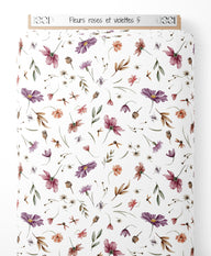 Tissu - Fleurs roses et violettes 5
