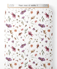Tissu - Fleurs roses et violettes 5