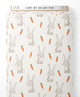 Tissu - Lapins gris aux joues roses