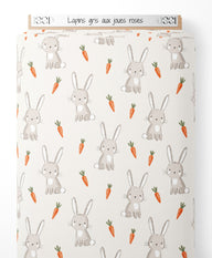 Tissu - Lapins gris aux joues roses