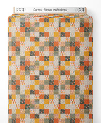 Tissu - Carrés floraux multicolores