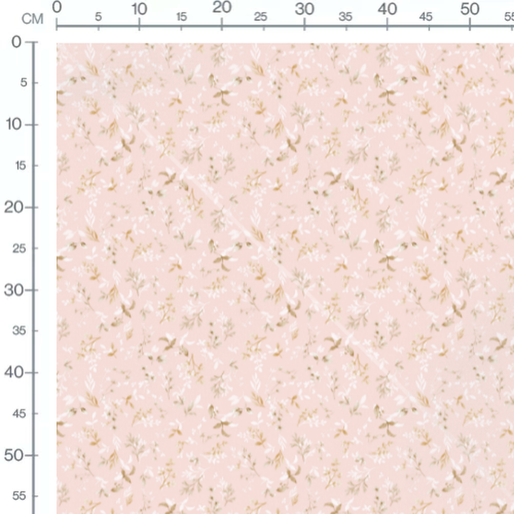 Tissu - Fleurs blanches et beige doux