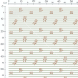 Tissu - Oursons sur rayures vertes