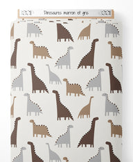 Tissu - Dinosaures marron et gris
