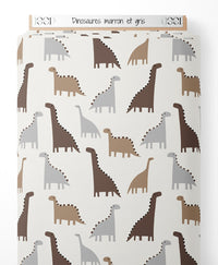 Tissu - Dinosaures marron et gris