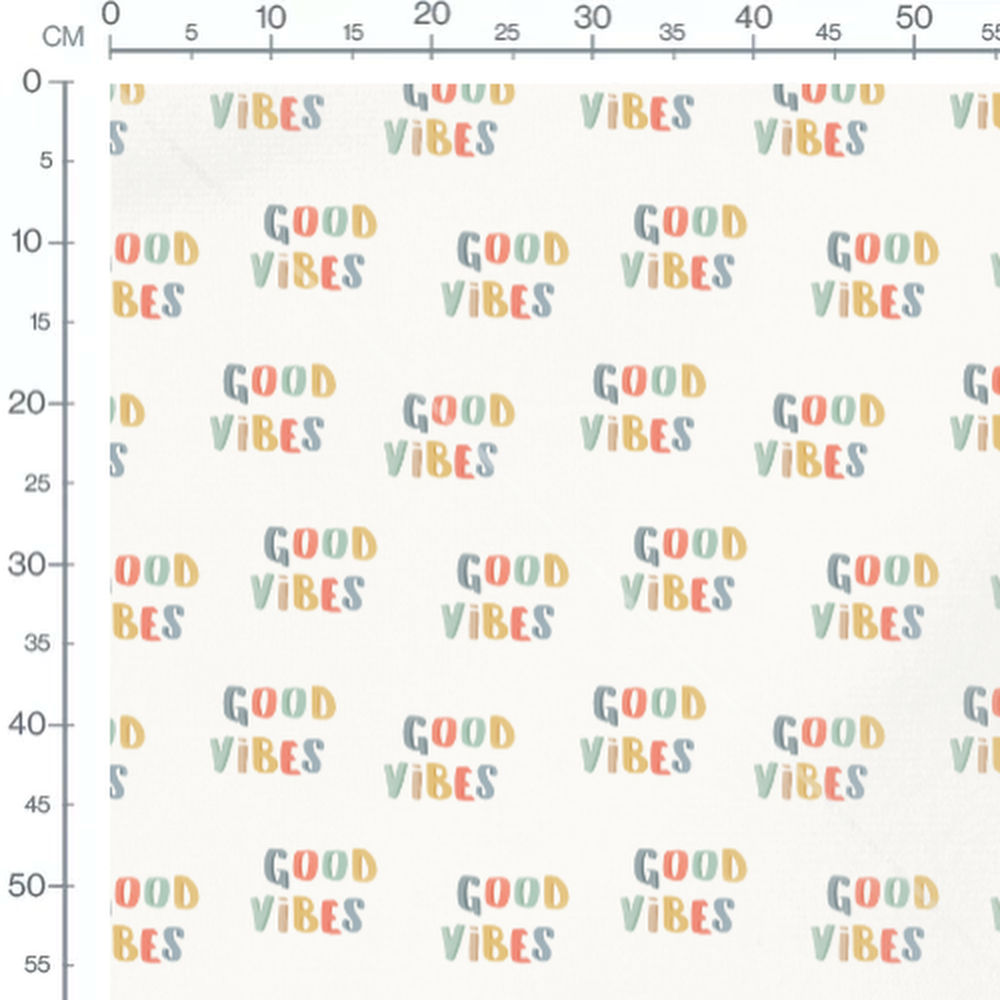 Tissu - Lettres colorées Good Vibes