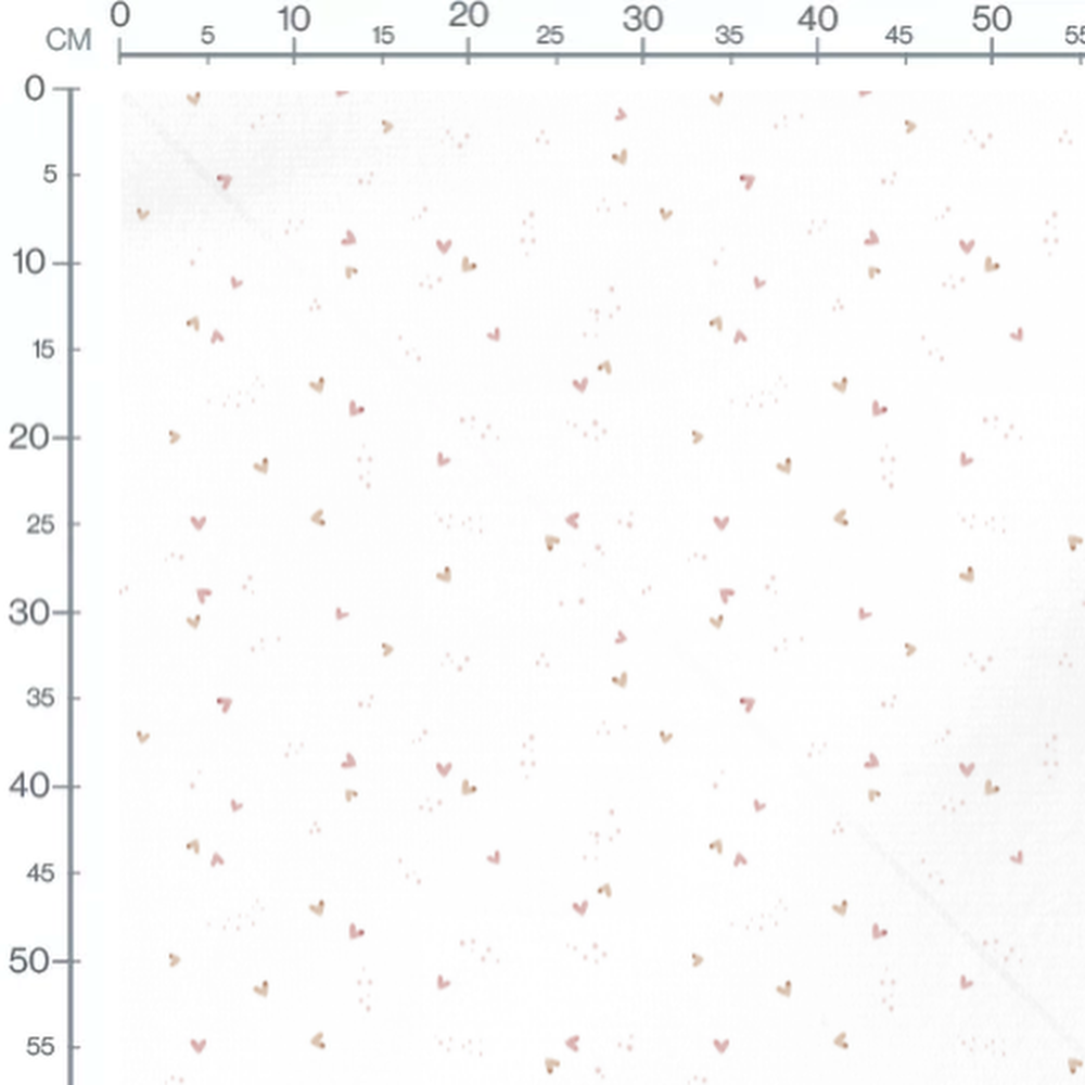 Tissu - Cœurs roses et beiges doux