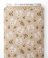 Tissu - Fers à cheval et fleurs beige