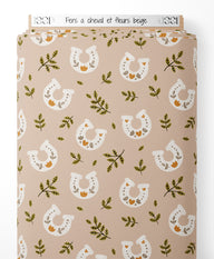 Tissu - Fers à cheval et fleurs beige