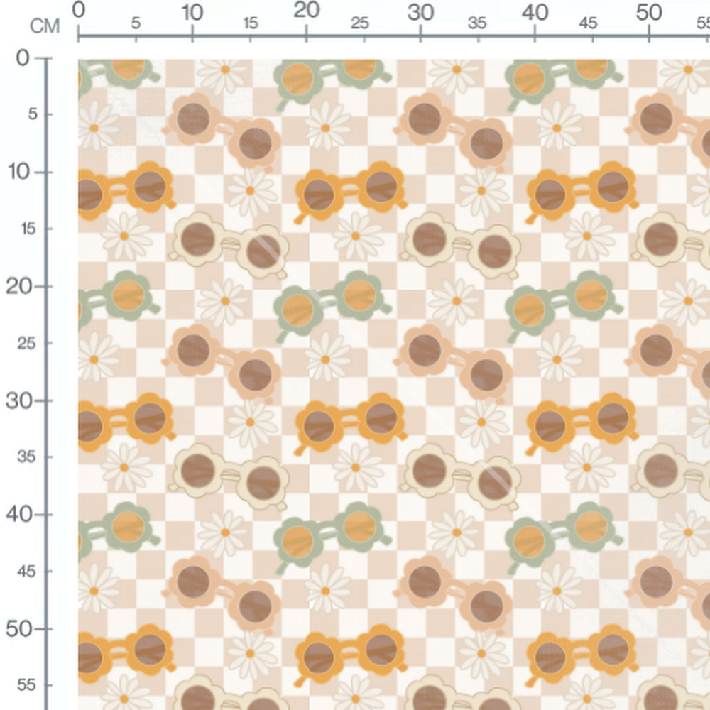Tissu - Lunettes fleurs et marguerites
