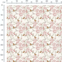 Tissu - Pivoines et papillons pastel