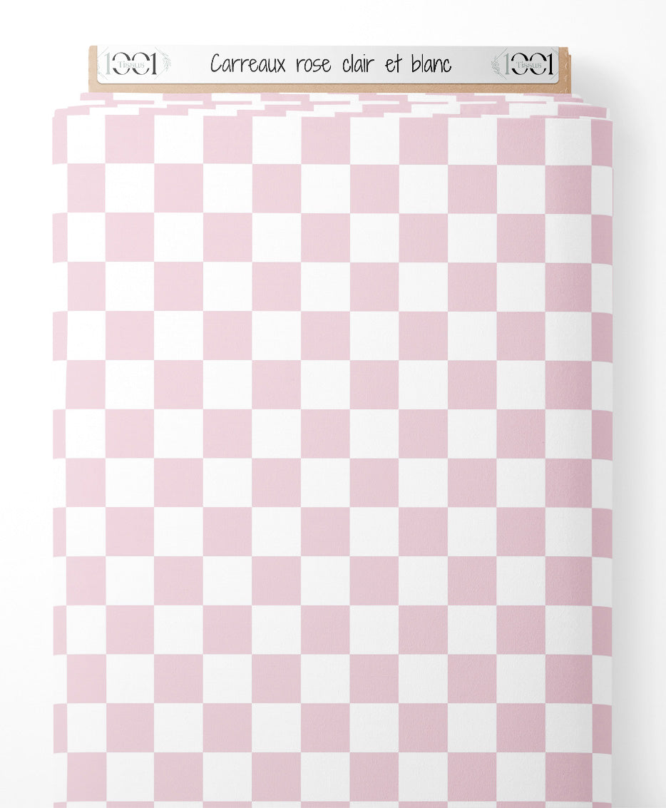 Tissu - Carreaux rose clair et blanc