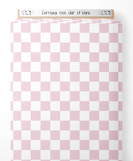 Tissu - Carreaux rose clair et blanc