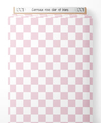 Tissu - Carreaux rose clair et blanc