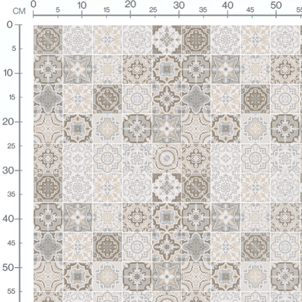 Tissu - Carreaux géométriques beige gris