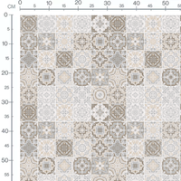 Tissu - Carreaux géométriques beige gris