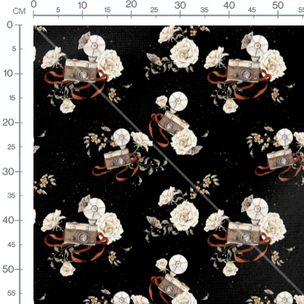 Tissu - Appareils photo sur fond noir